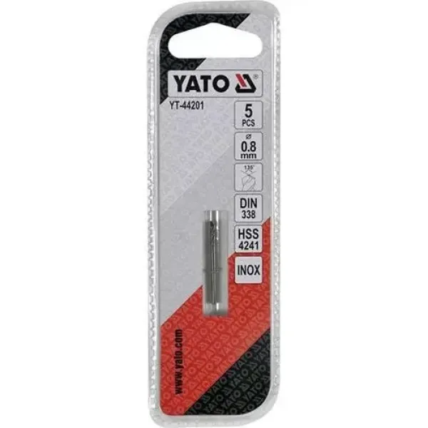 Свердло PREMIUM класу 0.8х30мм для металу YATO 5 шт. YT-44201