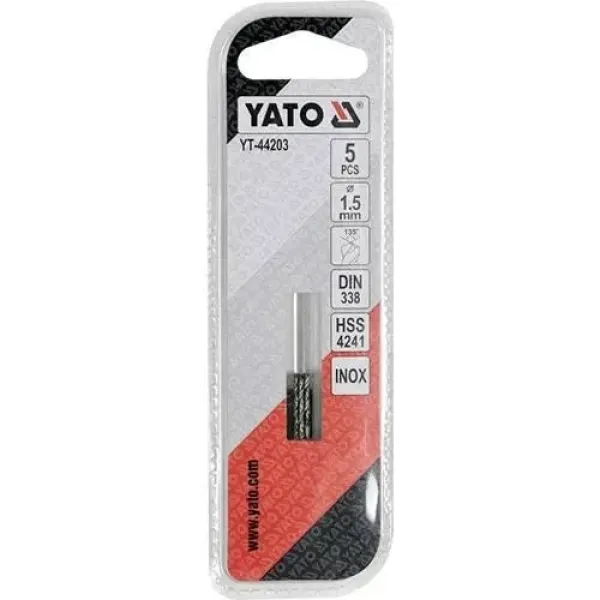 Свердло PREMIUM класу 1.5х40мм для металу YATO 5 шт. YT-44203