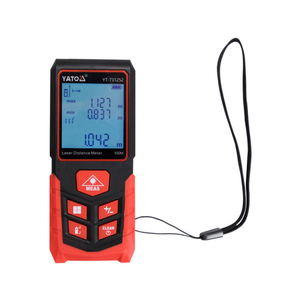Далекомір-рулетка лазерний до 100 м YATO LCD-дисплей живлення 2-ААА YT-731252