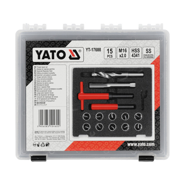 Набор для восстановления резьбы M16х2мм YATO YT-17688 15предм. YT-17688