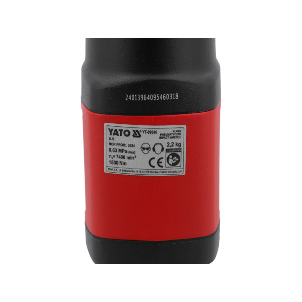Гайковерт ударний пневматичний YATO 1/2" 1800 Нм 180 л/хв 0.63MPa YT-09546