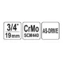 Головка торцева ударна 6-гранна 3/4" глибока 90 мм YATO 33 мм YT-1133