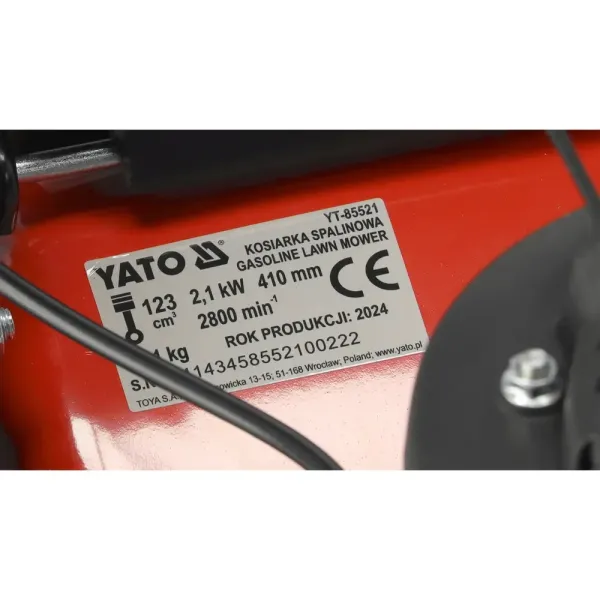 Газонокосарка бензинова з приводом YATO 2.1 кВт ширина різу 41 см збірник 40 л YT-85521
