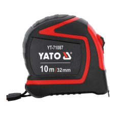 Рулетка измерительная 10м x 32мм YATO стальная лента миллиметровая шкала YT-71087