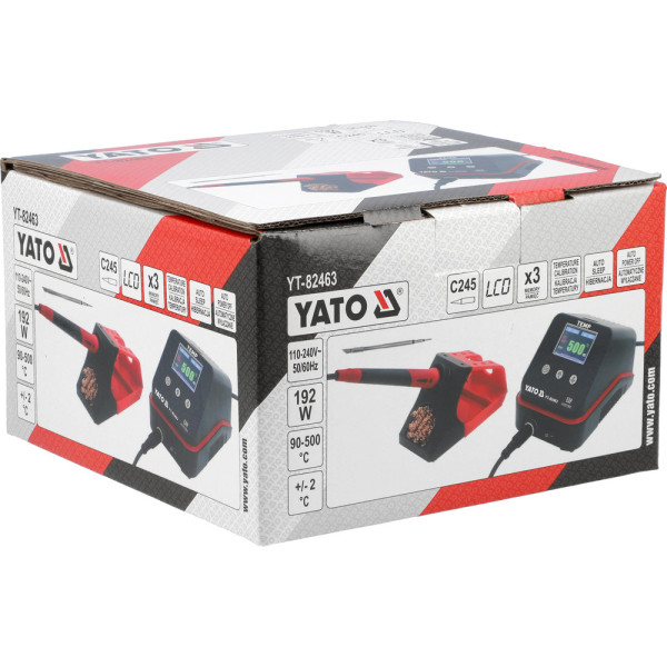 Паяльна станція мережева 110-230В YATO 192 Вт 90-500 °C жало тип C245 LCD табло YT-82463 YT-82463