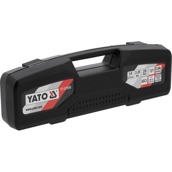 Ключ динамометричний 1/4" 2-26 Нм з оглядовим вікном YATO 250 мм YT-07690 YT-07690