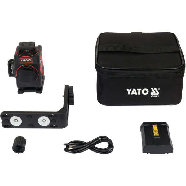 Рівень лазерний 4 площини зелений промінь YATO діап 30 м Li-Ion 3.7 В YT-30419 YT-30419