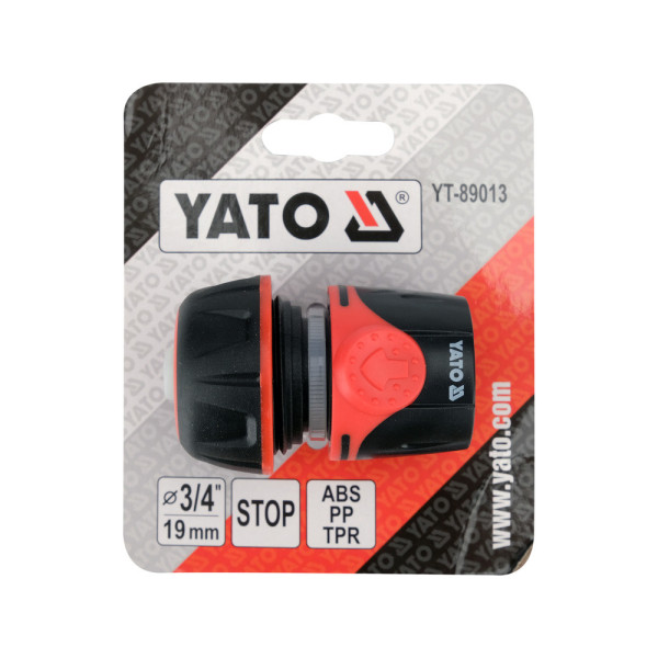 Муфта быстросъемная с функцией STOP для водяных шлангов 3/4"  YATO YT-89013 YT-89013