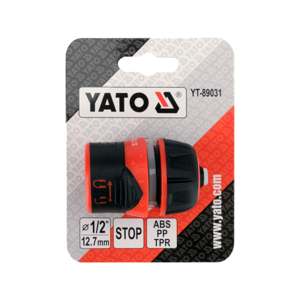 Муфта быстросъемная с фиксацией  и "STOP" для водяных шлангов 1/2"  YATO YT-89031 YT-89031