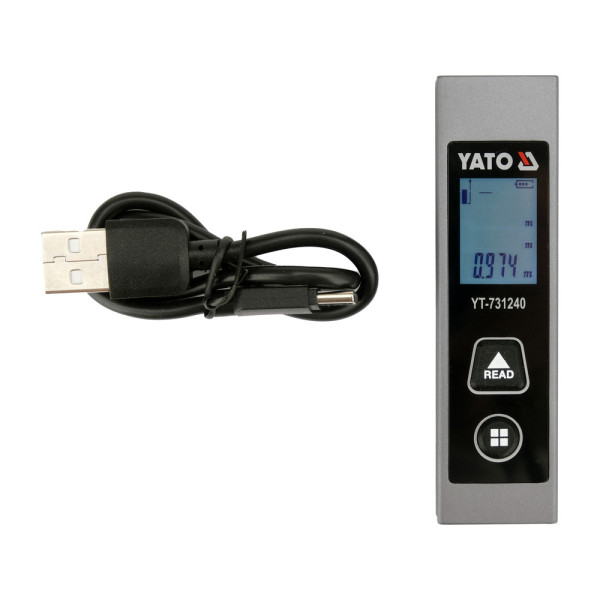 Далекомір лазерний кишеньковий акумуляторний YATO з LCD-дисп, дальнь 30 м ± 5 мм 3.7 В 220 мАYT-731240 YT-731240