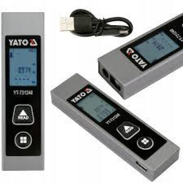 Далекомір лазерний кишеньковий акумуляторний YATO з LCD-дисп, дальнь 30 м ± 5 мм 3.7 В 220 мАYT-731240 YT-731240