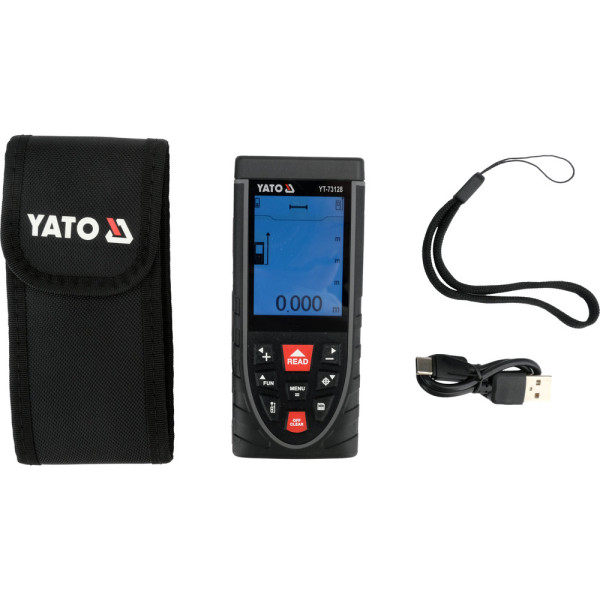 Далекомір лазерний із відеопереглядом YATO LCD дисплей. 120 м ± 2 мм 3.7 В 2 А·год YT-73128 YT-73128
