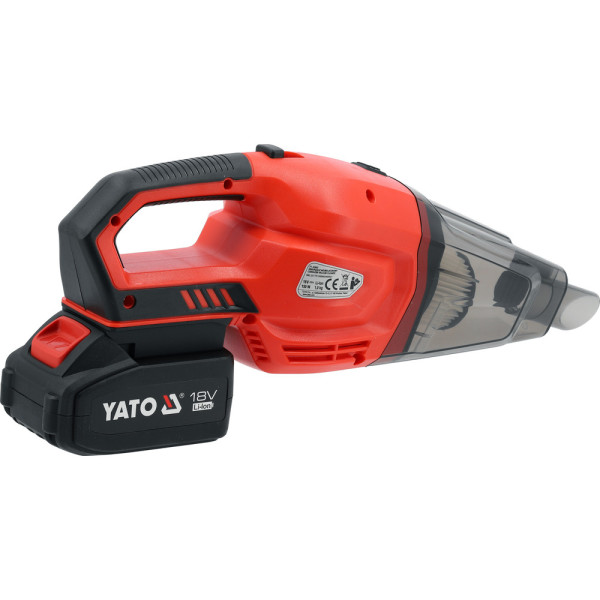 Пилосос з фільтром HEPA акумуляторний YATO Li-Ion 18 В 4 А·год 150 Вт 2 кути та насадки YT-85682 YT-85682