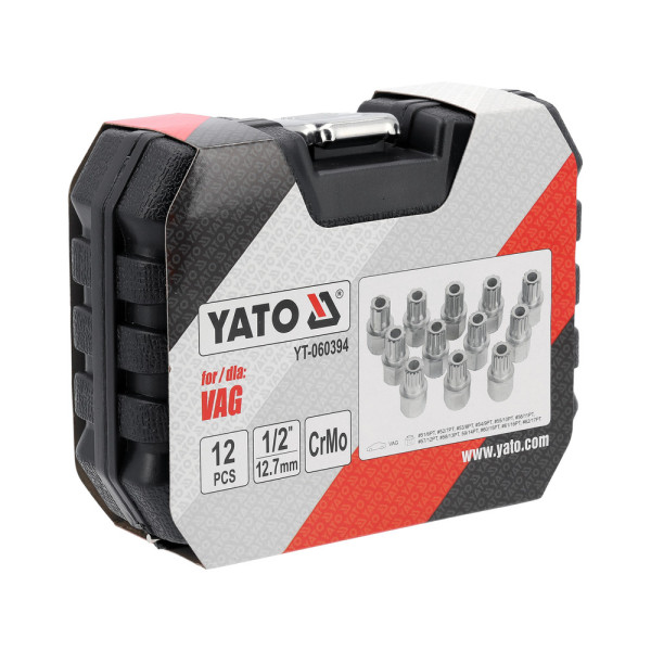 Комплект насадок к защитным болтам колесных дисков авто группы  VAG YATO 1/2" 12шт.YT-060394 YT-060394