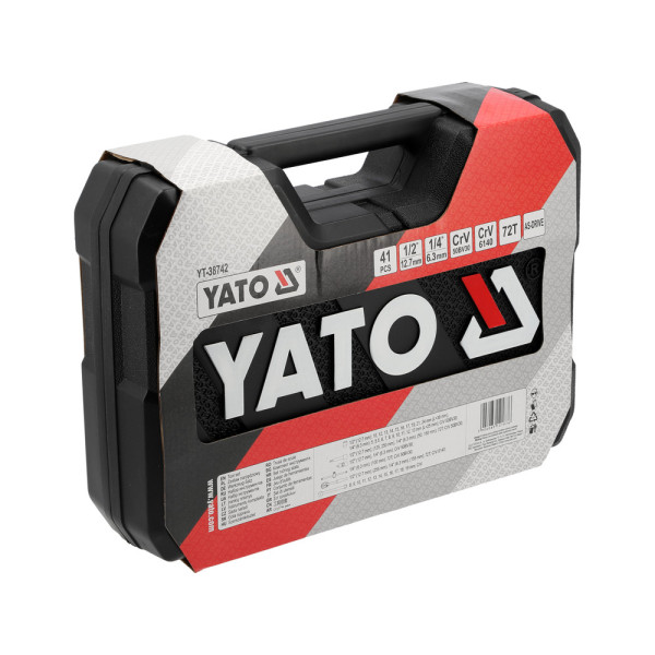 Набор торцевых головок и бит квадрат 1/4" 1/2" YATO с инструментами 41предм. YT-38742 YT-38742
