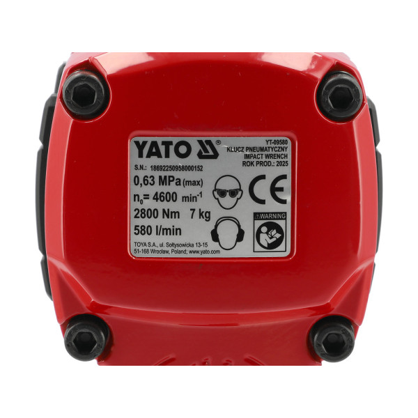 Гайковерт ударний пневматичний YATO 3/4" 2800 Нм 0.63MPa 580 л/хв YT-09580 YT-09580