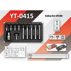 Набір біт SPLINE М5 — М12 30 мм і 75 мм з перехідником 1⁄2 YT-0415
