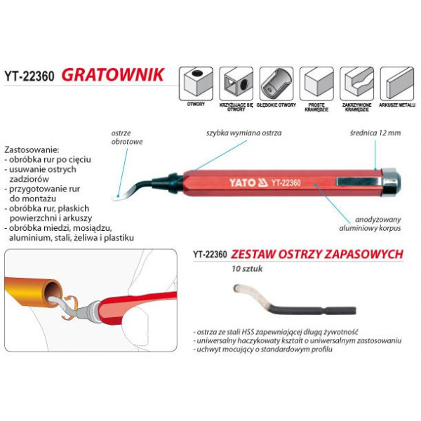 Ніж для зняття фаски на трубах Yato YT-22360