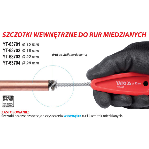 Щетка для внутренней очистки труб 18 мм YATO  YT-63702
