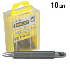 Насадка отверточная двухсторонняя 1/4" PH1 PH2 60мм STANLEY, 10 шт 1-68-784